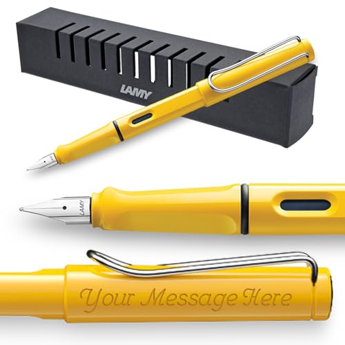 Lamy Safari yellow Fountain Pen + FREE Engraving great for Gifts or School (Fine)