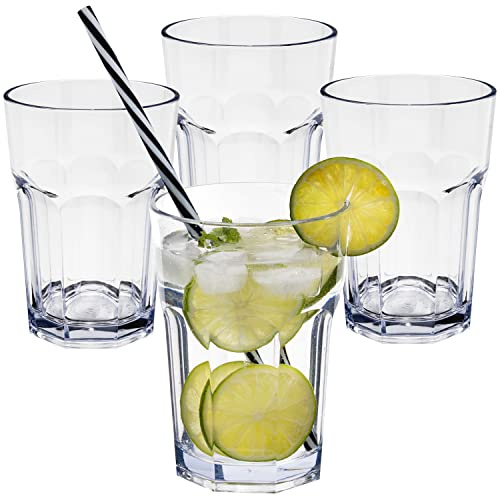 4X Campingglas Acryl 400ml klar Trinkglas Kunststoff Garten Picknick Becher