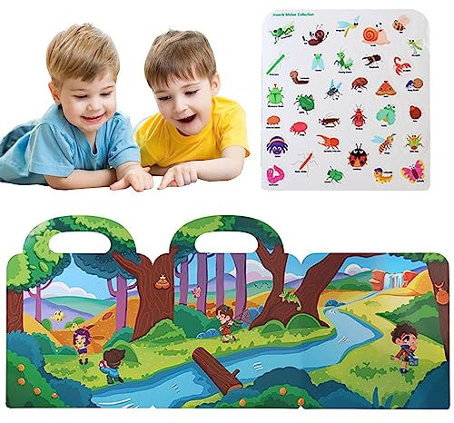 Wiederverwendbares Stickerbuch, süßes Gelee-Aufkleberbuch mit Griff, wasserdichte Aufkleber für Teenager, Mädchen, Jungen, Geburtstagsgeschenke für Kinder ab 3 Jahren Zorq