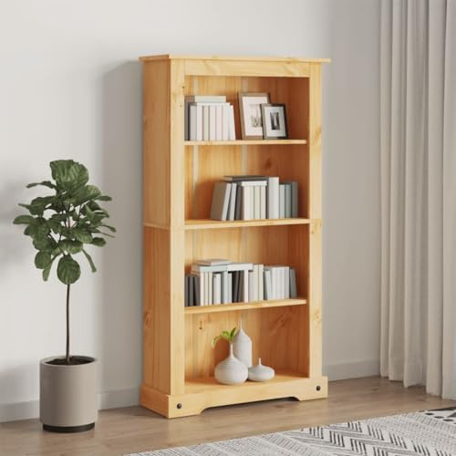 YAFF 4-Tier Bookcase Mexican Pine Corona Range 31.9x11.4x59