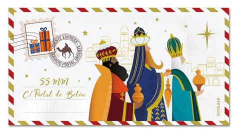 40 Servilletas Papel Navidad. Servilletas Navidad con motivo Navideños. Perfectas para Celebraciones y Eventos. Ideales para la mesa festiva. (Reyes Magos, 40 x 32 cm)