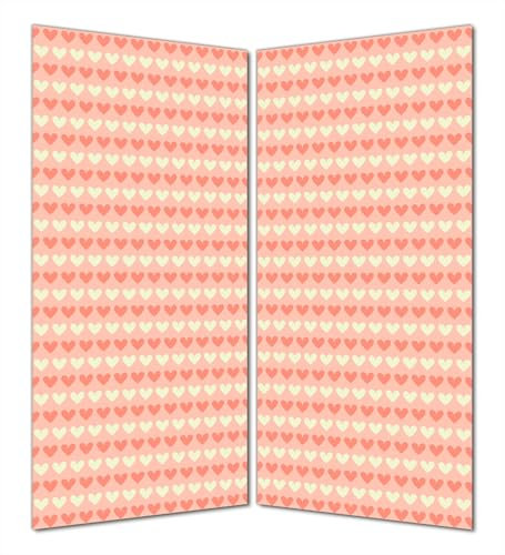 Wallario Selbstklebende Duschrückwand 160 x 200 cm, 2-teilig mit Motiv Muster Herzen in beige und rot - Wandverkleidung Fließenersatz mit Hochglanzlaminat in Glasoptik