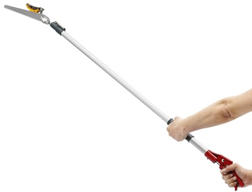 Tree Pruner Long Reach Pruner, SK5 Steel Telescopic, MAX 2.25m | Garden Secateurs Lopper Shears, Fruit Pruning Garden Shear Extendable, Lockable, Removable Saw Blade