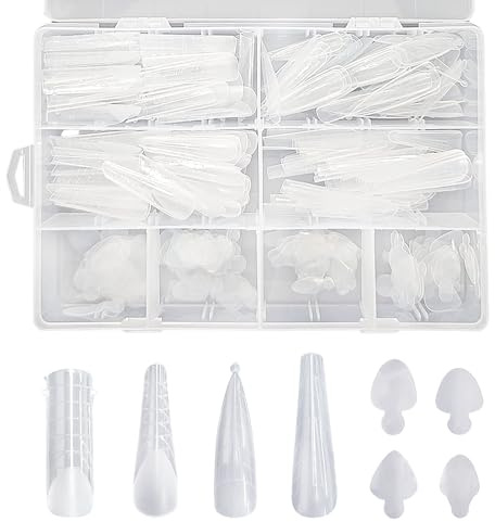 NyxSeat 288 styckennagelform med silikonfolier, kristallnagelformar, 4 stilar kombinationsnagelformer, nagelförlängningsverktyg, skala och transparenta nagelformar