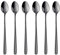 SBOMHS Cucharas para latte macchiato 18/10 de acero inoxidable, de mango largo, para café y capuchino, cucharas de postre, 20 cm, para Nutella, café con leche, 6 cucharas grandes de yogur (negro)