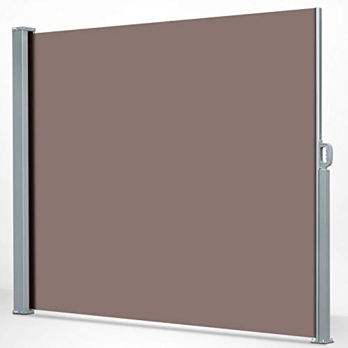 KARAT ALU Seitenmarkise - ausziehbare Markise in Braun - 160 x 300 cm - blickdichter Sichtschutz & Windschutz für Garten Balkon & Terrasse, Seitenrollo mit Wandhalterung