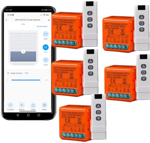 Yueyang Interruptor WiFi para Persianas Eléctricas con Mando a Distancia RF433mhz, Temporizador Switch para Cortinas, Compatible con Alexa