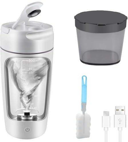 GOMETY Elektrischer Protein Shaker: 1 Stück 650ML BPA-frei, USB Wiederaufladbar, für cremige Eiweiß Shakes (Weiß)