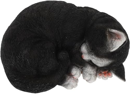 Milisten Statue De Chat Décorative Figurine De Chat Endormi pour Jardin Décoration De Cour Ornement Extérieur Élégant