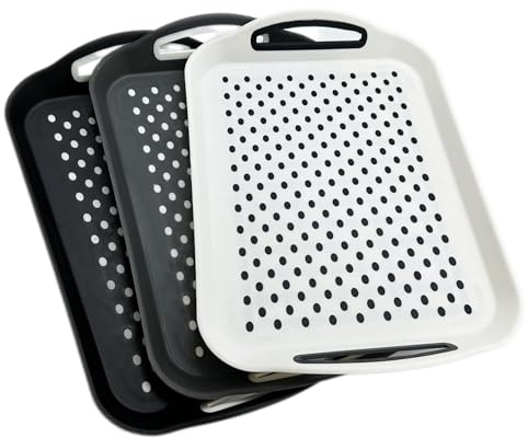 Lot de 3 plateaux de service antidérapants avec poignées, picots de préhension en silicone, plateaux alimentaires pour manger, plateaux alimentaires pour manger, plateaux, plateaux, plateaux,