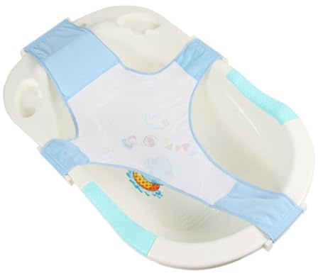 ULDIGI Stütznetz Verstellbar Babybadewannensitz Blau aus Pp und Stoff Duschennetz Babybadewannensitzhalterung Rutschfest mit Stabilem Pp Verschluss Geeignet für Neugeborene und Säuglinge