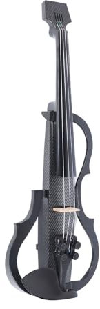 POENVFPO Violino Elettrico Silenzioso a Grandezza Naturale con Raccordi in Legno Massello e Ebano in Nero Metallizzato Violino Elettrico Professionale in Fibra di Carbonio (Tipo 2