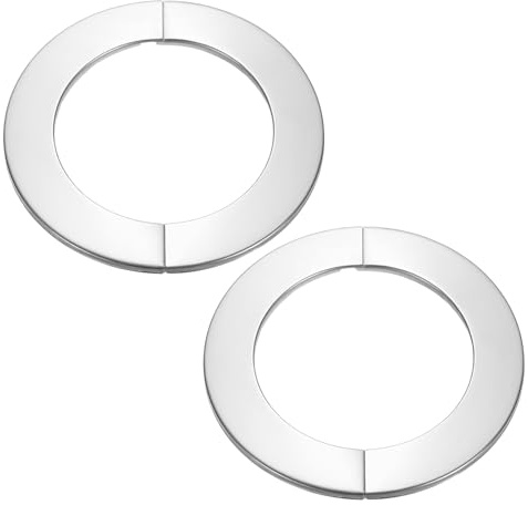 PATIKIL Wall Split Flange 4 (103mm),2 Pcs Stainless Steel Round Self-Adhesive Escutcheon Plate Plumbing Wall Cover for Kitchen Bathroom Arm Pipe Faucet Decoration, Silver