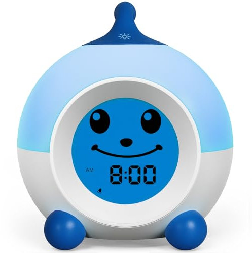 I·CODE Ok to Wake Alarm Clock for Toddlers, Children's Sleep Trainer with Red Green Light & Emoji,Toddler Sleep Aid Night Light with Auto-Off Timer, for 2-10 Years Old Kids
