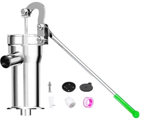 HENGJINGTR 1 Inch Stainless Steel Deep Kit,Manual Water Jet Pump Depth 8M Well Water Suction Hand Pump for Home Garden Yard Farm Water Suction Groundwater