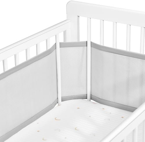 Sageky Verstellbarer Baby-Netzbettgitter – abnehmbar, waschbar, tragbar 3D-atmungsaktiver, stoßfester Schutzgitter für Neugeborene für alle Jahreszeiten