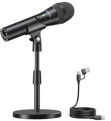 FIFINE USB/XLR Dynamic Microphone for Podcast Recording, Studio Mic Set with Desktop Stand for Vocal, Voice Over, Streaming, Black-AmpliTank TANK2