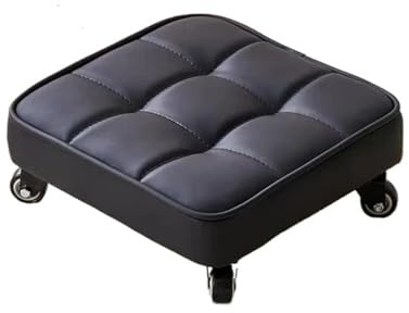 LVCHAO Taburete Giratorio for el hogar, Taburete bajo con polea y Rueda Universal, Banco Multifuncional for Sala de Estar, for Dormitorio para Oficina en Casa(Black Square)