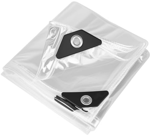 RUCUDIM Clear Tarpaulin Waterproof Heavy Duty 2m x 2m Transparent Tarpaulin Sheet, Transparent PVC Clear tarpaulins with Eyelets, Waterproof tarpaulins for Home Garden Outdoor Camping Caravan