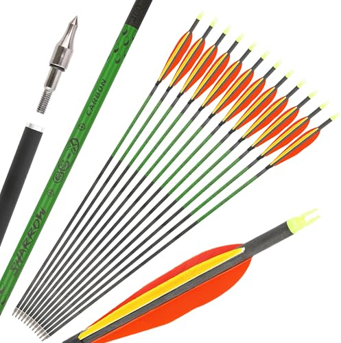 surwolf 31.5 Pure carbon pilar Spine300、400、500、600、700、800 Rena kolpilar för bågskyttetävling Övningspilar ID6.2mm Jaktpilar för Recurvebågar & Compoundbågar 12st (400)