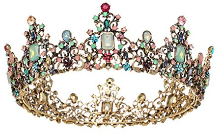 SWEETV Jeweled Baroque Queen Crown - Rhinestone Wedding Crowns and Tiaras for Women, Costume Party Hair Accessories with Gemstones,Victoria