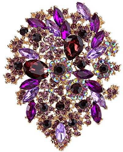 EVER FAITH Damen Kristall Party Vintage-Stil Blume Blatt Cluster Brosche