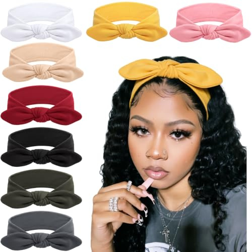 DRESHOW 8 Stück Damen Stirnband Kopfband Haarband Turban Elastische Kopf Wickeln Niedlich Haarschmuck für Mädchen