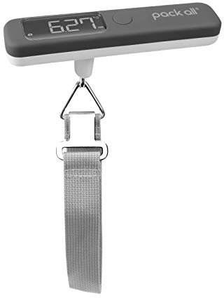 pack all 50kg Kofferwaage, digitale Kofferwaage, Gepäckwaage, Luggage Scale mit hintergrundbeleuchtetem LCD-Display, inkl. Batterie(Grau)