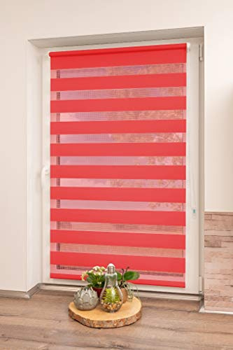 K-Home Klemmfix Doppelrollo Madrid ohne Bohren Rot 60 x 150 cm (B x L)