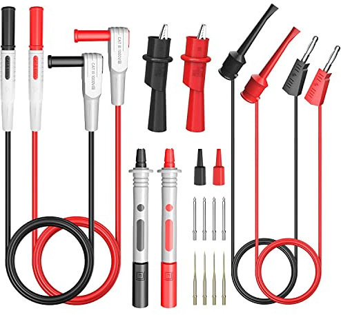 Greluma 8 St Multimeter Testledningssats, Digitala Multimeterkablar med Krokodilklämmor och Minigrabber Testkrokklämmor Testsonder för Multimeter, Voltmeter, Klämmätare