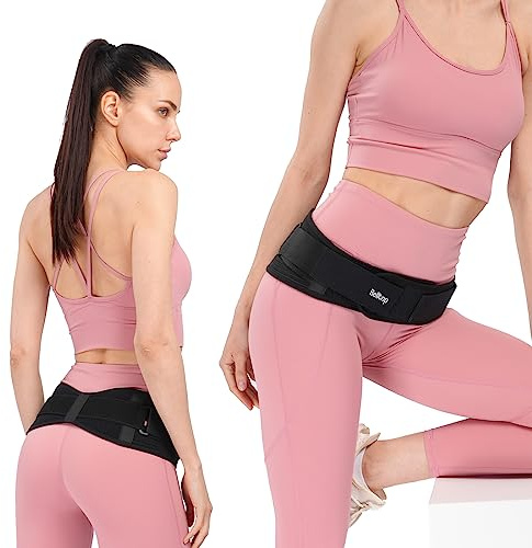 belltop Cinturón de cadera sacroilíaca unisex. Cinturón pélvico. Alivia el dolor del nervio ciático, sacro y espalda. Indicaciones: ciática, pierna, lumbar, embarazo, disfunción pelvis y cadera (S/M)