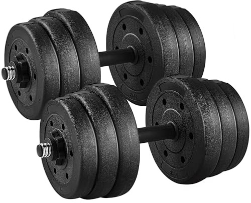 Abician Kit d'haltères Musculation 25 kg Set d'haltères Réglables avec Plaques Paire d'haltère Fitness Gym à Domicile Noir