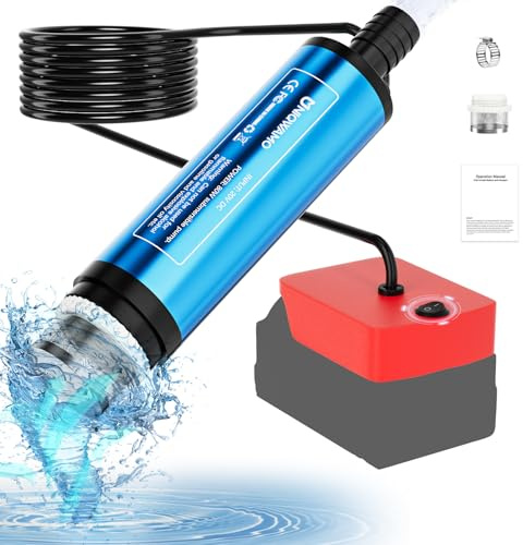 Uniqwamo Pompe à eau submersible sans fil pour batterie Milwaukee M18 18 V, pompe à eau portable de transfert de 400 GPH pour camping, baignoire, jardin, camping-car, étang, sites de travail (sans