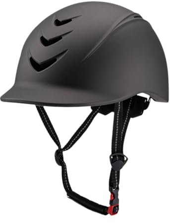 Fenteer Reithelm, Reitmütze, verstellbare Reitkappe mit Mehreren Belüftungslöchern für Herren, Damen und Erwachsene, Starter-Reithelm, DUNKELGRAU