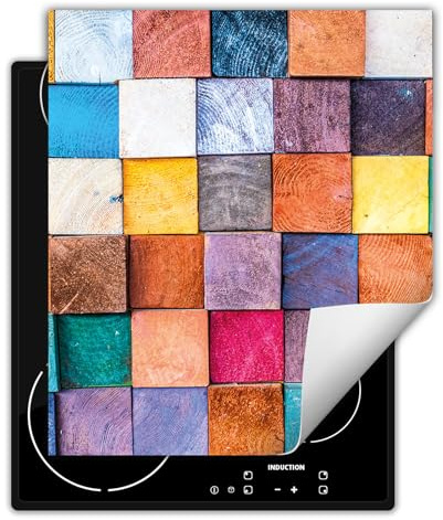 TMK ArtDeko Cubre Vitrocerámica de Induccion 45 x 52 cm - Tapa Protectora - Placa protectora vitroceramica induccion Vinilo, Mosaico de colores