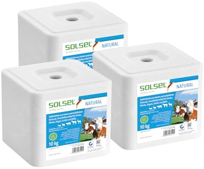Solsel Leckstein Natur 30kg | 3 x 10kg Natürliche Mineralstoffquelle für Pferde Rinder Ziegen Wild Schafe | Ohne künstliche Zusätze | Für Stall und Weide