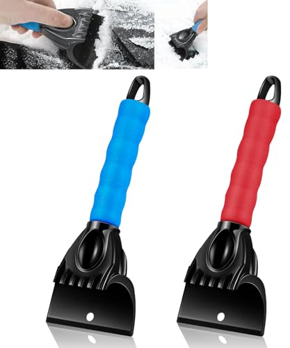 ItsyFox Ice Scraper for Car Windscreen 2 Pcs Windscreen Ice Scraper with Soft Grip No Scratches Windshield Scraper Winter Snow Removal Frost Ice Scraper for Car SUV Truck Windscreen and Windows