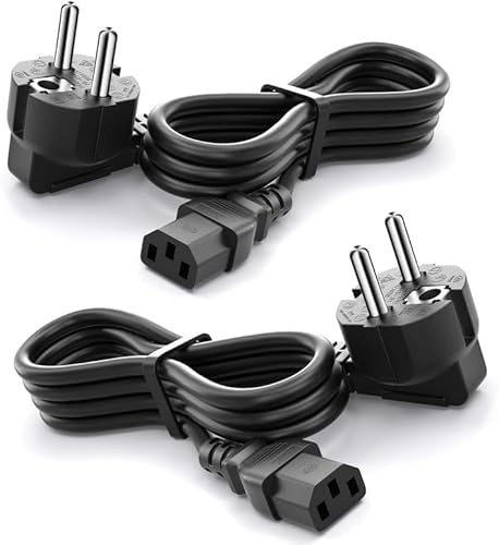 (2 Stück) Varbmt Kaltgerätekabel 1,8M IEC C13 Netzkabel 3 Polig - Euro Stecker Kompatibel Xbox One PS4 Pro Power Cable Warmhalteplatte Beamer Drucker Computer Monitor PC Stromkabel