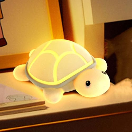 AoLa Nachtlicht für Kinder, 7 Farben Silikon Nachtlicht Kinder Schildkröte USB Wiederaufladbar Baby Stilllicht Niedliches und Weiches Nachttischlampe Mädchen Jungen Zimmer Babyzimmer Deko Nachtlampe