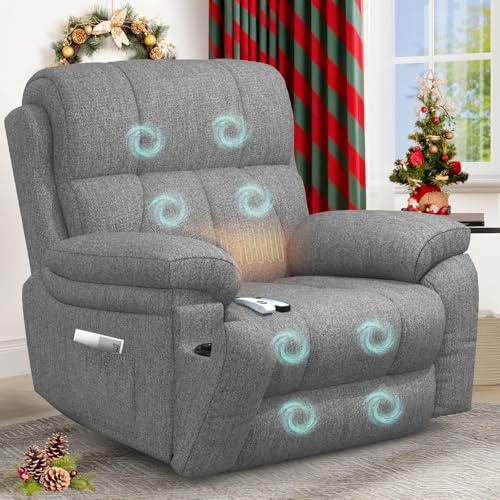 YONISEE Lift Chair Recliners for Elderly, Recliner Chair with Massage & Heat, Extended Footrest, Oversized Recliners Armchair Lounge Sofa with Type C+USB Ports, Hidden Drink Holders, Dual Side Pockets