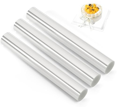Kunoli 3 Rollen Tortenrandfolie, Tortenfolie | Transparent Acetat Rolle Tortenring hoch 20 cm für Kuchen Schokolade Mousse Kuchen Dessertringe