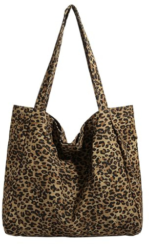 AffeGifts Väska leopardmönster, stor väska kvinnor djur shoppingväskor leopardväska handväska för skola, arbete, shopping, resor, dagligt bruk