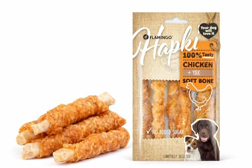 snack per cani - bastoncini per cani - hapki osso - pollo - cura dentale - 100g