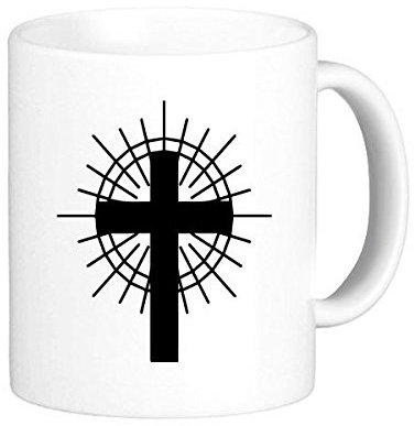 Religion Belief Christentum Kirche schwarz circle Heiligen Kreuz Kultur, Design Art Illustration Muster Classic Tasse Weiß Keramik Keramik Tasse Milch Kaffee mit Griffe 350 ml