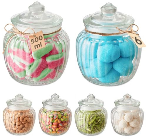 Star-Line -Set di barattoli in vetro a chiusura ermetica, capacità: 500 ml, contenitore per caramelle, ingredienti, spezie, 6 pezzi