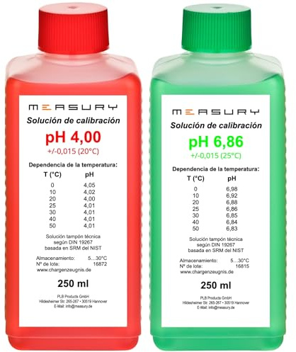 Measury pH Kalibrierlösung 4.00 + 6.86 - Pufferlösung je 250 ml Eichlösung | Kalibrierflüssigkeit Set Made in Germany, Eichflüssigkeit, kompatibel mit pH Messgeräten aller Marken