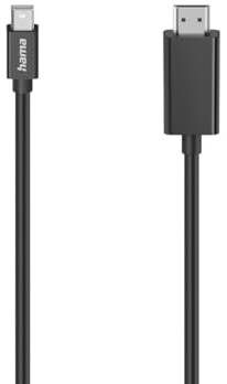 Hama | Cable Mini DisplayPort a HDMI Ultra HD 4K 1,5 m | Convierte Mini DisplayPort a HDMI con resolución Ultra HD 4K para monitores, TV y proyectores, Negro