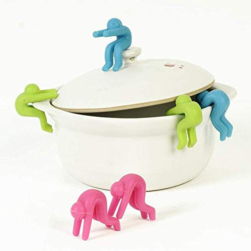 Spill Stopper, 4 Pack Creative Silicone Cooking Tools lid Spill Stopper Lid Cover For Pan Kitchen Tool (Green and Pink)