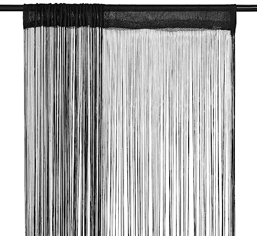 vidaXL Fadenvorhänge, 2 Stück, 140 x 250 cm, Schwarz
