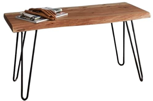 Alaterre Furniture Live Edge Wood Bench with Hairpin Metal Legs - Industrial Modern Entryway Bench with Minimalist Design - Furniture for Entryway, Dining Room, Kitchen, or Bedroom (36 Inch)